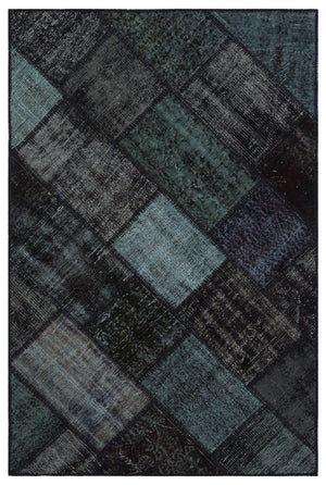 Black Over Dyed Patchwork Unique Rug 3'11'' x 5'11'' ft 120 x 180 cm
