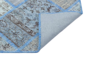 Blue Over Dyed Patchwork Unique Rug 3'11'' x 5'11'' ft 120 x 180 cm