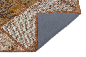 Brown Over Dyed Patchwork Unique Rug 3'11'' x 5'11'' ft 120 x 180 cm