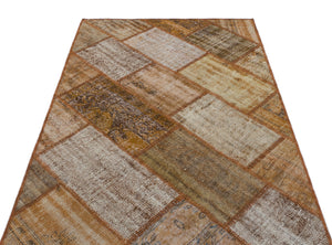 Brown Over Dyed Patchwork Unique Rug 3'11'' x 5'11'' ft 120 x 180 cm