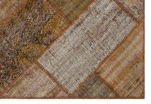 Brown Over Dyed Patchwork Unique Rug 3'11'' x 5'11'' ft 120 x 180 cm
