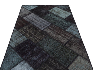 Black Over Dyed Patchwork Unique Rug 3'11'' x 5'11'' ft 120 x 180 cm