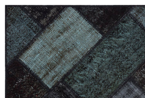 Black Over Dyed Patchwork Unique Rug 3'11'' x 5'11'' ft 120 x 180 cm