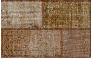 Brown Over Dyed Patchwork Unique Rug 3'11'' x 5'11'' ft 120 x 180 cm