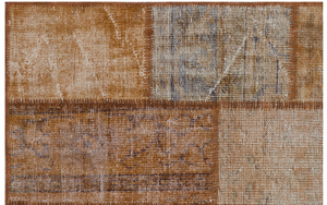 Brown Over Dyed Patchwork Unique Rug 3'11'' x 5'11'' ft 120 x 180 cm