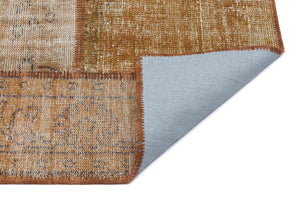 Brown Over Dyed Patchwork Unique Rug 3'11'' x 5'11'' ft 120 x 180 cm