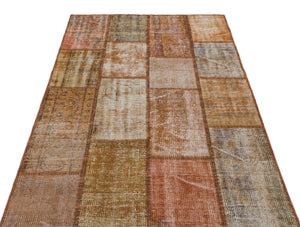 Brown Over Dyed Patchwork Unique Rug 3'11'' x 5'11'' ft 120 x 180 cm