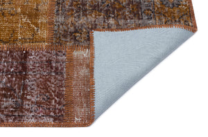 Brown Over Dyed Patchwork Unique Rug 3'11'' x 5'11'' ft 120 x 180 cm