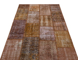 Brown Over Dyed Patchwork Unique Rug 3'11'' x 5'11'' ft 120 x 180 cm