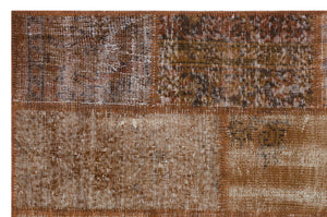 Brown Over Dyed Patchwork Unique Rug 3'11'' x 5'11'' ft 120 x 180 cm