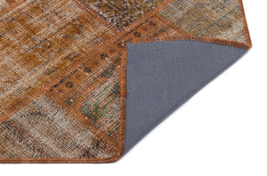 Brown Over Dyed Patchwork Unique Rug 3'11'' x 5'11'' ft 120 x 180 cm