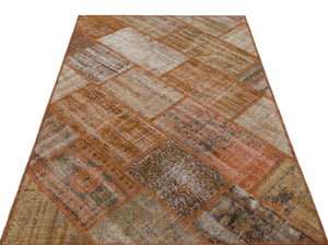 Brown Over Dyed Patchwork Unique Rug 3'11'' x 5'11'' ft 120 x 180 cm