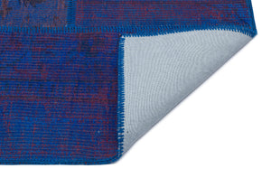 Blue Over Dyed Patchwork Unique Rug 3'11'' x 5'11'' ft 120 x 180 cm