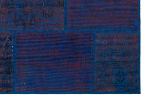 Blue Over Dyed Patchwork Unique Rug 3'11'' x 5'11'' ft 120 x 180 cm