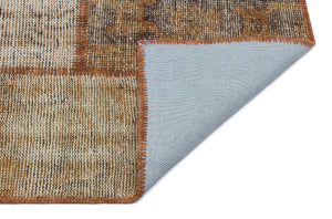 Brown Over Dyed Patchwork Unique Rug 3'11'' x 5'11'' ft 120 x 180 cm