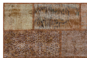 Brown Over Dyed Patchwork Unique Rug 3'11'' x 5'11'' ft 120 x 180 cm
