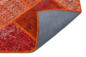 Orange Over Dyed Patchwork Unique Rug 5'3'' x 7'7'' ft 160 x 230 cm