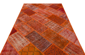 Orange Over Dyed Patchwork Unique Rug 5'3'' x 7'7'' ft 160 x 230 cm