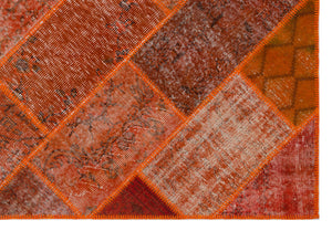 Orange Over Dyed Patchwork Unique Rug 5'3'' x 7'7'' ft 160 x 230 cm