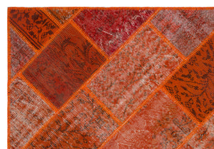 Orange Over Dyed Patchwork Unique Rug 5'3'' x 7'7'' ft 160 x 230 cm