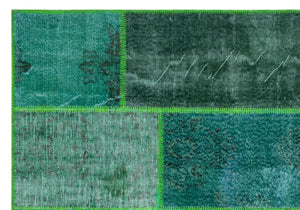 Green Over Dyed Patchwork Unique Rug 5'3'' x 7'7'' ft 160 x 230 cm