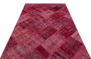 Red Over Dyed Patchwork Unique Rug 5'3'' x 7'7'' ft 160 x 230 cm