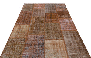 Brown Over Dyed Patchwork Unique Rug 5'3'' x 7'7'' ft 160 x 230 cm
