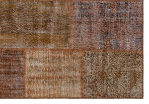 Brown Over Dyed Patchwork Unique Rug 5'3'' x 7'7'' ft 160 x 230 cm