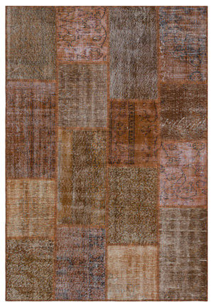 Brown Over Dyed Patchwork Unique Rug 5'3'' x 7'7'' ft 160 x 230 cm