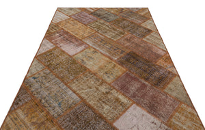 Brown Over Dyed Patchwork Unique Rug 5'3'' x 7'7'' ft 160 x 230 cm