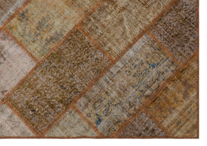 Brown Over Dyed Patchwork Unique Rug 5'3'' x 7'7'' ft 160 x 230 cm