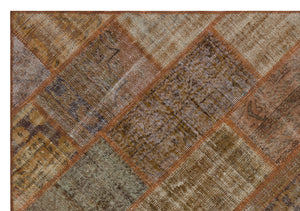 Brown Over Dyed Patchwork Unique Rug 5'3'' x 7'7'' ft 160 x 230 cm