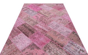 Pink Over Dyed Patchwork Unique Rug 5'3'' x 7'7'' ft 160 x 230 cm