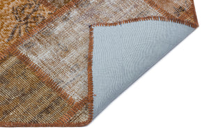 Brown Over Dyed Patchwork Unique Rug 5'3'' x 7'7'' ft 160 x 230 cm