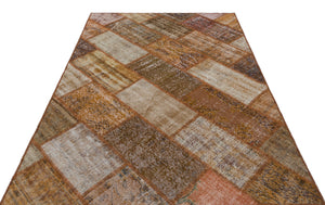 Brown Over Dyed Patchwork Unique Rug 5'3'' x 7'7'' ft 160 x 230 cm