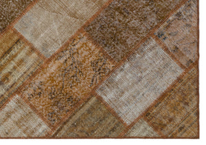 Brown Over Dyed Patchwork Unique Rug 5'3'' x 7'7'' ft 160 x 230 cm