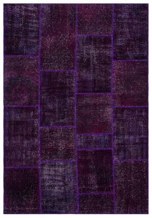 Purple Over Dyed Patchwork Unique Rug 6'3'' x 9'2'' ft 190 x 280 cm
