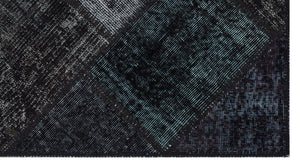 Black Over Dyed Patchwork Unique Rug 2'7'' x 4'11'' ft 80 x 150 cm