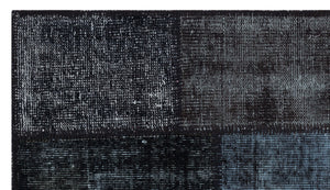 Black Over Dyed Patchwork Unique Rug 2'7'' x 4'11'' ft 80 x 150 cm