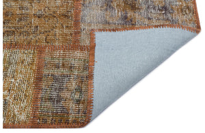 Brown Over Dyed Patchwork Unique Rug 2'7'' x 4'11'' ft 80 x 150 cm