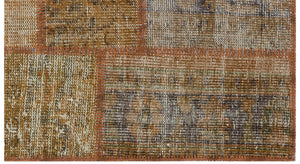 Brown Over Dyed Patchwork Unique Rug 2'7'' x 4'11'' ft 80 x 150 cm