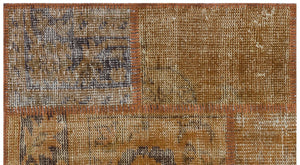 Brown Over Dyed Patchwork Unique Rug 2'7'' x 4'11'' ft 80 x 150 cm