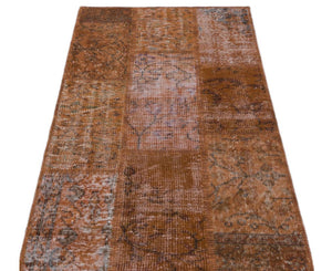 Brown Over Dyed Patchwork Unique Rug 2'7'' x 4'11'' ft 80 x 150 cm
