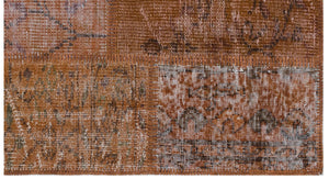 Brown Over Dyed Patchwork Unique Rug 2'7'' x 4'11'' ft 80 x 150 cm