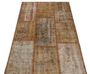 Brown Over Dyed Patchwork Unique Rug 2'7'' x 4'11'' ft 80 x 150 cm