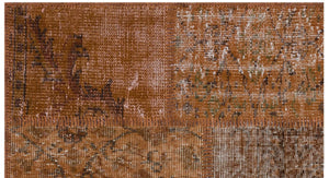 Brown Over Dyed Patchwork Unique Rug 2'7'' x 4'11'' ft 80 x 150 cm