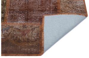 Brown Over Dyed Patchwork Unique Rug 2'7'' x 4'11'' ft 80 x 150 cm