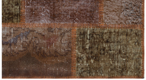 Brown Over Dyed Patchwork Unique Rug 2'7'' x 4'11'' ft 80 x 150 cm