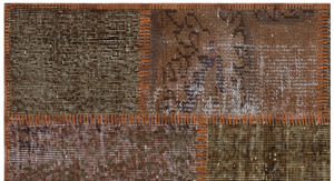 Brown Over Dyed Patchwork Unique Rug 2'7'' x 4'11'' ft 80 x 150 cm