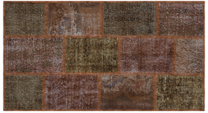 Brown Over Dyed Patchwork Unique Rug 2'7'' x 4'11'' ft 80 x 150 cm